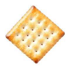 Fototapeta premium single square cracker golden brown and lightly toasted with a textured surface and small holes commonly used as a snack or for toppings