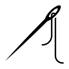 Needle and thread, sewing glyph solid icon