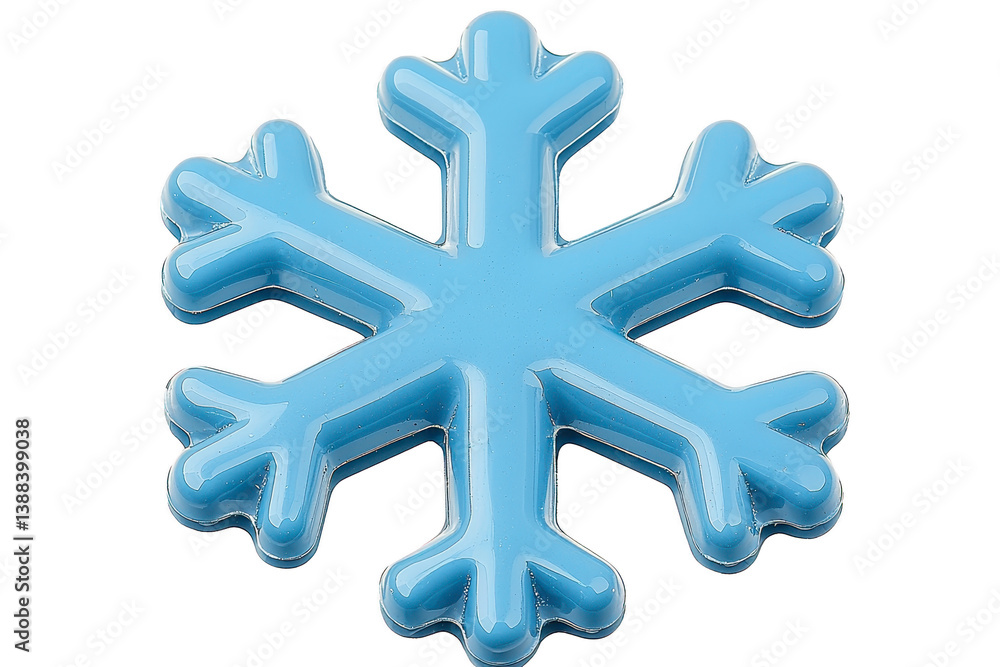 Poster a shiny blue snowflake with glossy finish, symbolizing winter and cold weather, isolated on transpar