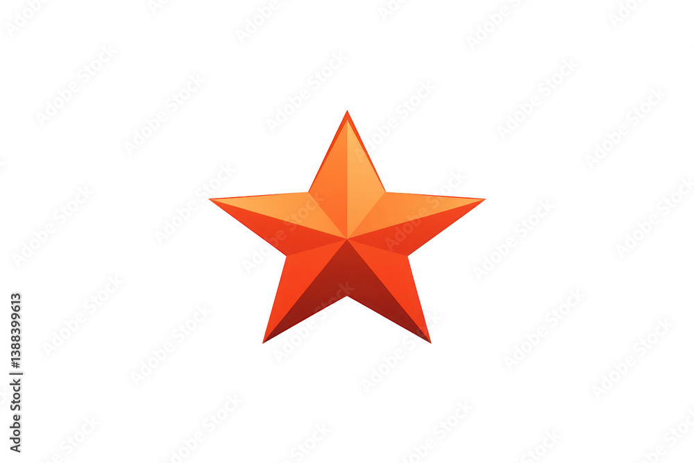 Aufkleber an orange star with gradient design stands out against plain background, symbolizing achievement and
