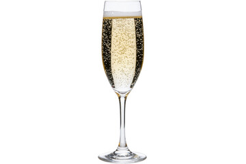 A tall, elegant champagne flute filled with sparkling champagne, showcasing bubbles rising to surface, perfect for celebrations and special occasions