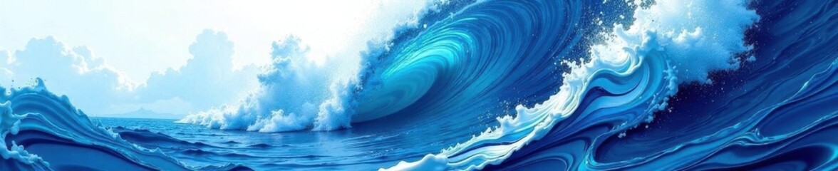 Dynamic blue white wave, impasto brushstrokes, abstract art , acrylic, white