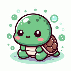 Obraz premium cute cartoon turtle vector illustration