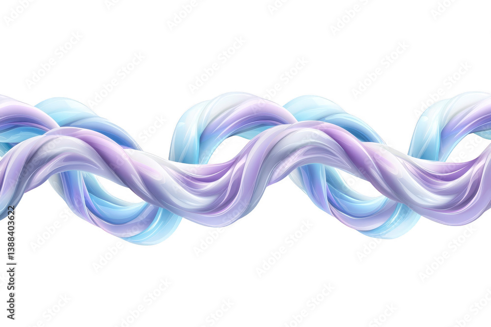 Poster a twisting, flowing abstract design featuring intertwined strands of pastel blue and purple hues, cr
