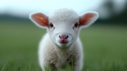 Obraz premium Cute lamb in field