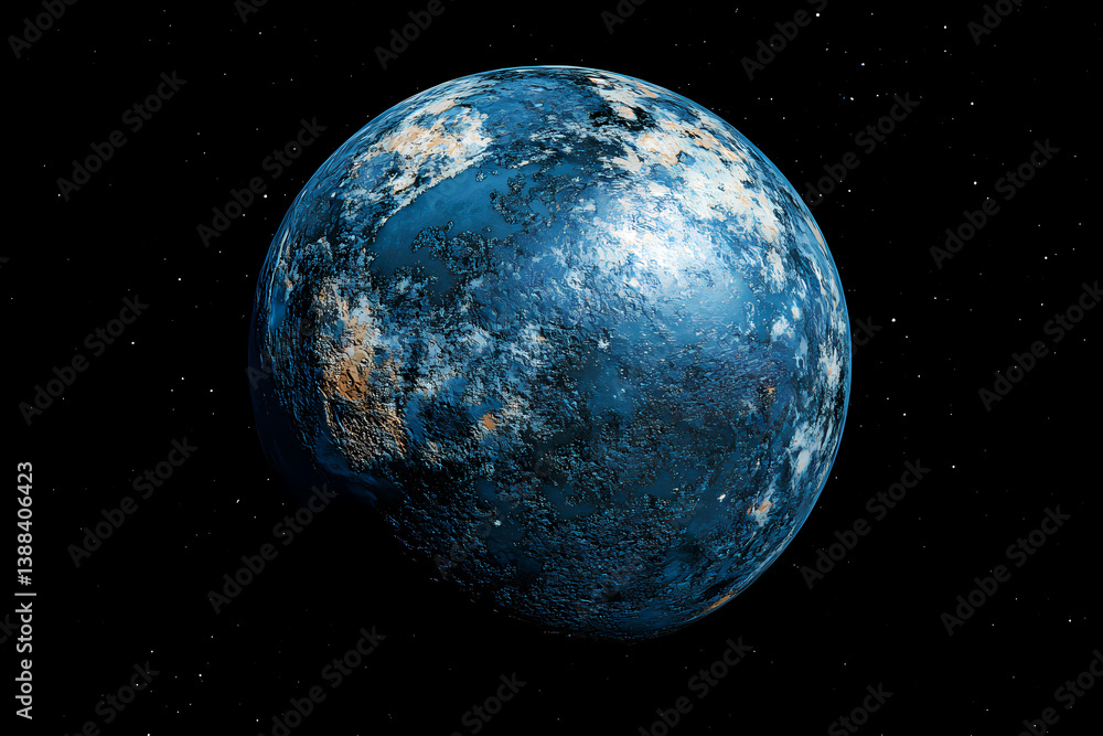 Poster celestial sphere: a mesmerizing depiction of a solitary, celestial sphere floating serenely amidst t