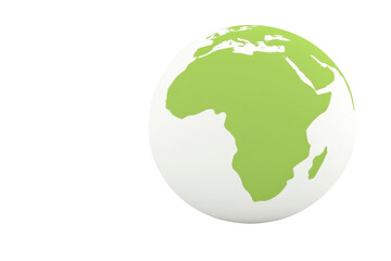Obraz premium A green and white globe illustration highlights Africa and Europe, symbolizing environmental awareness and global unity. minimalist design emphasizes sustainability and eco friendliness