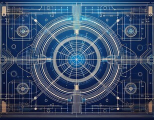 a detailed abstract blueprint drawing with various lines and shapes representing technical design and engineering concepts