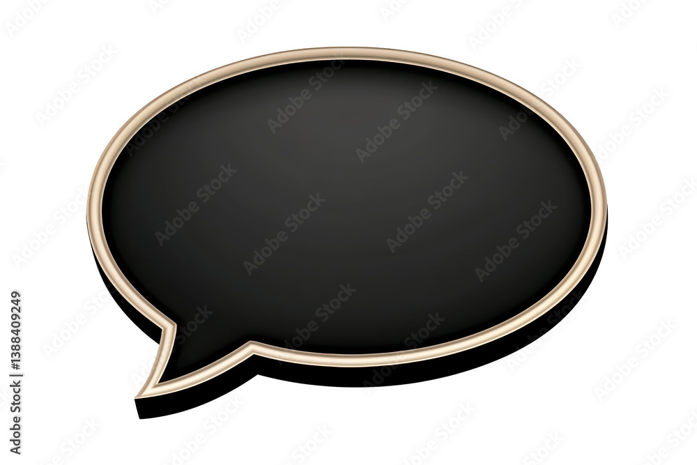 Poster a black speech bubble with gold outline is depicted, symbolizing communication or dialogue. design i