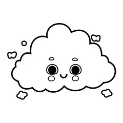 Cute cartoon doodle cloud vector illustration in black and white isolated on white background 