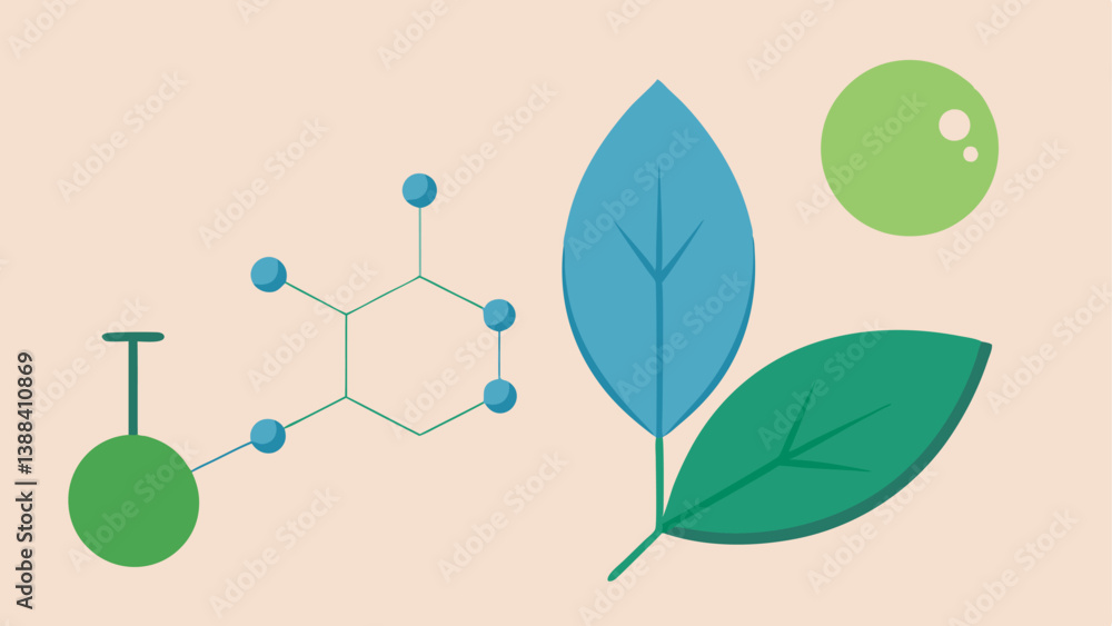 Poster nature meets science a visual of a botanical element like a leaf merging with a molecular structure 