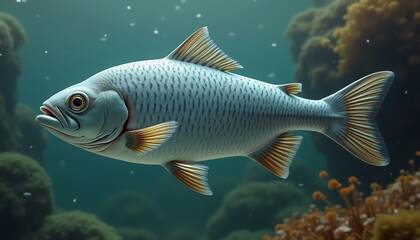 Fototapeta premium A vibrant fish swimming in clear water.