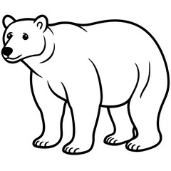 Fototapeta premium Standing Polar Bear Outline. Outlined polar bear facing left. Concept: wild power, northern resilience. Suitable for logos, wildlife illustrations, mascots, or children’s books and eco branding.