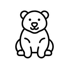 Obraz premium Cute Bear Line Icon. Minimal bear with rounded features. Concept: innocence, childhood. Perfect for baby products, toys, kid-friendly logos, storybook illustration, or sticker design.
