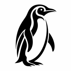Obraz premium Penguin Abstract Art. Abstract black and white silhouette of a penguin in a clean graphic style. Perfect for logos, packaging, book design, eco branding, or minimalist posters.