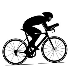 Obraz premium Cyclist Silhouette Riding Road Bike on White Background Sport Graphic