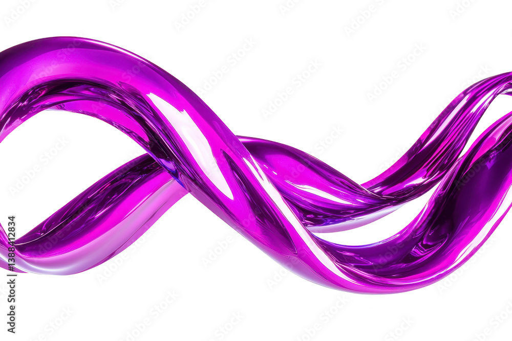 Poster a shiny, abstract purple ribbon twists and turns in fluid, infinite loop, creating sense of motion a
