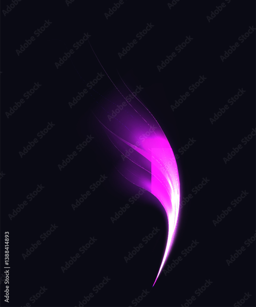 Poster abstract neon pink magical trail with soft glow and motion blur on dark background. suitable for fan