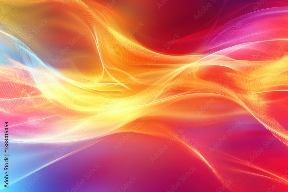 Poster Surreal abstract background with glowing energy waves representing movement and weight loss in vibrant warm colors and fluid forms