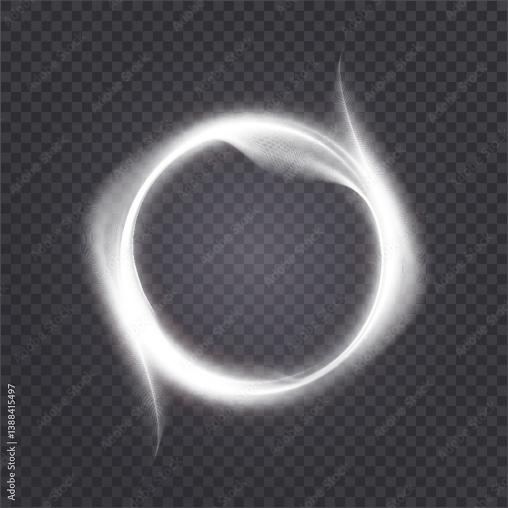 Aufkleber glowing white energy ring with smooth motion trails and transparent background. ideal for portal eff