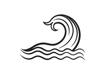 Sea wave silhouette isolated on white background. Nature ocean symbol vector