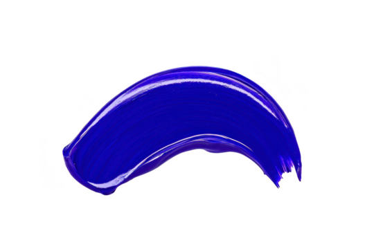 A vibrant blue paint stroke on transparency background showcases smooth, glossy texture and dynamic curve, evoking creativity and artistic expression