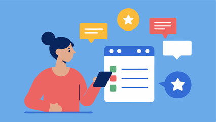 Customer Feedback Loop An image of the strategist collecting customer feedback from social media comments and reviews using a notepad to jot down insights.