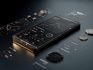 Image shows a smartphone with integrated digital interfaces, emphasizing its role as a central hub for seamless technology use in daily life Includes elements like padlocks security, - AI-Generated