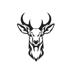 Abstract deer head silhouette on white background. Deer logo. Black deer head silhouette vector illustration. 
