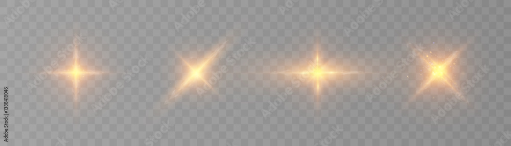 Poster Set of glowing explosive energy flashes with sparks and rays on transparent background. Vector for game design, action effects, sci-fi visual effects, magic spells and digital animation.