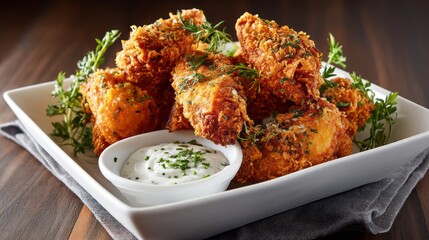 Generic Fried Chicken Perspective Ranch Wing Side Colorful