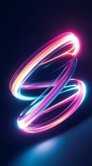 Neon spiral light rings in dark space