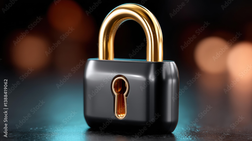 Poster a digital lock signifies robust cybersecurity it symbolizes the protection of information and networ