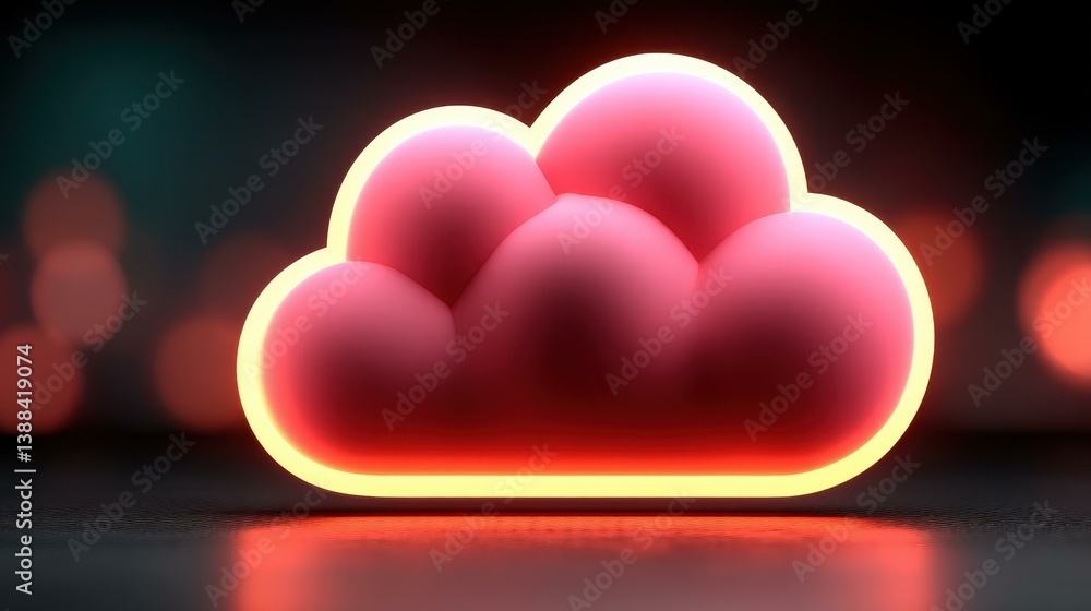 Poster vibrant neon lights create a digital shield, emphasizing the critical role of cybersecurity in cloud