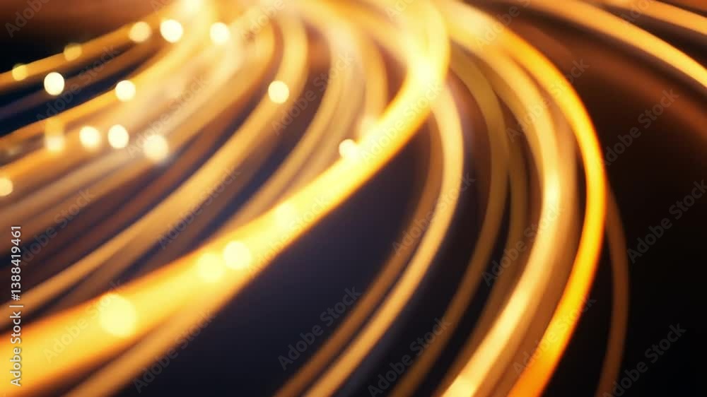 Poster abstract light trails vibrant golden background of movement and energy with soft bokeh effects creat