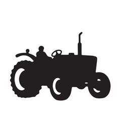 Farm tractor, black and white silhouette logo design isolated on a white background. A farm Tractor Silhouette. Vector illustration.