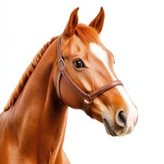 Obraz premium A majestic horse stands proudly against a clean white backdrop, showcasing its grace and strength in every detail.