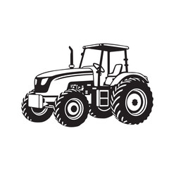 Farm tractor, black and white silhouette logo design isolated on a white background. A farm Tractor Silhouette. Vector illustration.