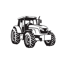 Farm tractor, black and white silhouette logo design isolated on a white background. A farm Tractor Silhouette. Vector illustration.