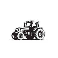 Farm tractor, black and white silhouette logo design isolated on a white background. A farm Tractor Silhouette. Vector illustration.