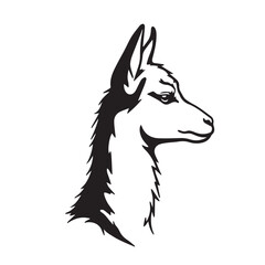 Llama head vector silhouette art illustration. Head of a Llama. Vector illustration of a Llama.