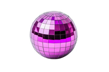 Obraz premium A vibrant purple disco ball with reflective tiles creates lively and festive atmosphere, perfect for parties and dance events. shiny surface reflects light various directions, adding dynamic touch