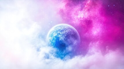 Obraz premium Celestial Planet Nebula Cloudscape Dreamlike High-definition Soft Lighting Center Composition Cosmic Textures Floating Tranquil Scene Nebula Background Pastel Hues Fantasy Artworks