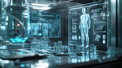Analyzing Human Anatomy and Medical Data on Transparent Digital Displays