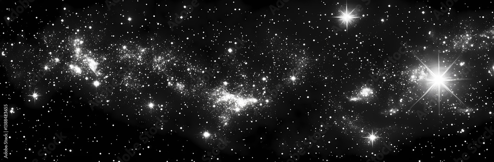 Poster cosmic tapestry: a breathtaking monochrome image of the vast cosmos, a celestial canvas where galaxi
