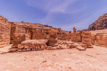 Great Temple ruins in the ancient city Petra, Jordan