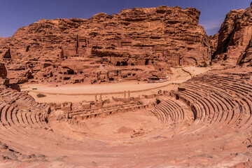 Roman theatre in the ancient city Petra, Jordan
