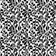 A black and white abstract pattern with swirls.