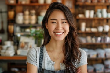 Portrait of a smiling young Asian woman small business owner