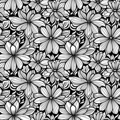 a black and white floral pattern